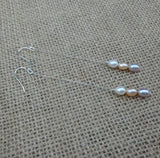 Natural Pink Lavender Multicolor Rice Pearl 5-7mm Long Pearl Earring