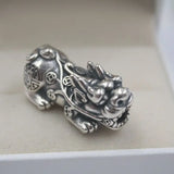 Sterling Silver S925 Coin Pixiu Figure Pendant 32x16mm