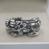 Sterling Silver S925 Coin Pixiu Figure Pendant 32x16mm