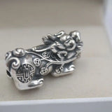 Sterling Silver S925 Coin Pixiu Figure Pendant 32x16mm