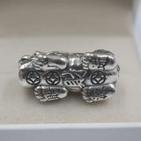 Sterling Silver S925 Coin Pixiu Figure Pendant 32x16mm