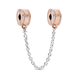 Dog Paw Charm Silver Safety Chain Bracelet Bead 925 Jewelry Gift