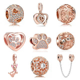 Dog Paw Charm Silver Safety Chain Bracelet Bead 925 Jewelry Gift