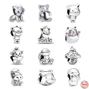 925 Silver Tiger Squirrel Bear Charms Pendant DIY Bracelet