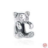925 Silver Tiger Squirrel Bear Charms Pendant DIY Bracelet