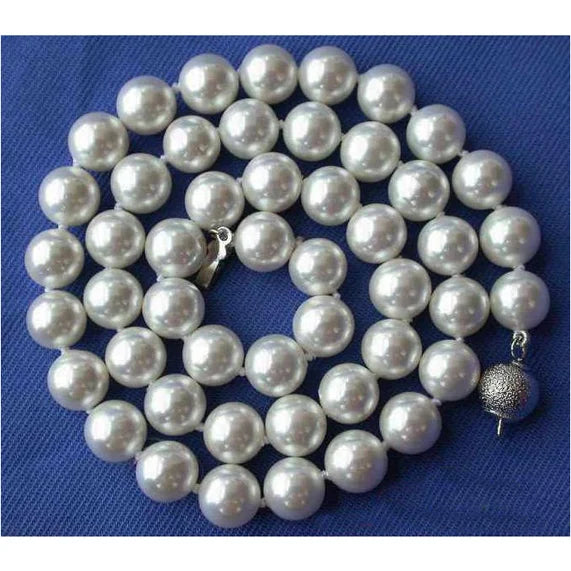 Unique AA Shell Pearl Necklace 18'' 8mm Round South Sea Shell Pearl Jewelry