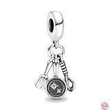 925 Silver Bead Fit Bracelet, Kitchen Pendant Dumbbell Charms Women Jewelry