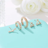 5pc Retro Geometric Ear Studs Set, Punk Style
