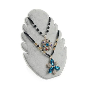 Flame Shape Velvet Pendant Necklaces Earrings Display Stand