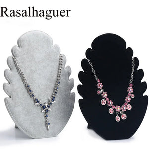 Flame Shape Velvet Pendant Necklaces Earrings Display Stand