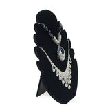 Flame Shape Velvet Pendant Necklaces Earrings Display Stand