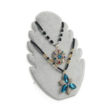 Flame Shape Velvet Pendant Necklaces Earrings Display Stand