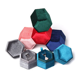 Flannel Hexagonal Jewelry Ring Pendant Packaging Top Velvet Decoration
