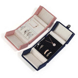 Flannelette Jewelry Box Double Open for Ring Stud Necklace Pendant