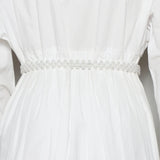 Floral Pearl Elastic Belt - Versatile Dress Accessory