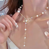Flower Fairy Minority Choker Pearl Tassel Necklace Girl