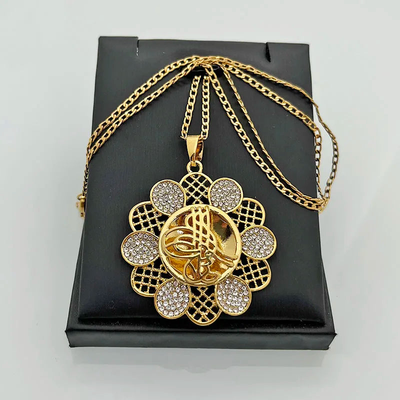 Flower Pendant Necklace Totem Slid Chain Women Necklace