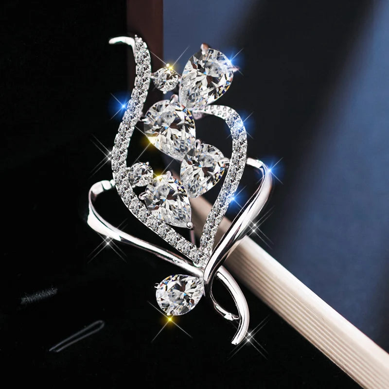 Flower Shape Brooch Pins High Copper Crystal Pins Jewelry Accessories For Women