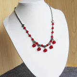 Folk-custom Red Round Jades Chalcedony Necklace for Mother