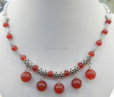 Folk-custom Red Round Jades Chalcedony Necklace for Mother