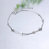925 Sterling Silver Ladies Anklet Bracelet Chain with Square Pendant