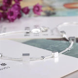 925 Sterling Silver Ladies Anklet Bracelet Chain with Square Pendant