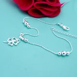 925 Sterling Silver Anklet Bracelet Chain with Leaves Pendant