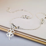 925 Sterling Silver Anklet Bracelet Chain with Leaves Pendant