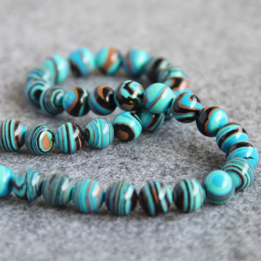10mm Multicolor Turkey Stone Beads Stripe DIY Loose Howlite 15inch