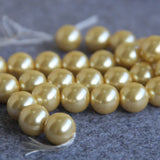 14mm Light Yellow Shell Pearl Beads DIY Jewelry Making 15inch