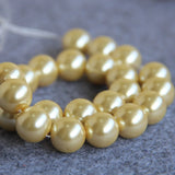 14mm Light Yellow Shell Pearl Beads DIY Jewelry Making 15inch