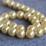 14mm Light Yellow Shell Pearl Beads DIY Jewelry Making 15inch