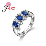 Four Colors CZ Sterling Silver Ring Wedding Engagement Jewelry