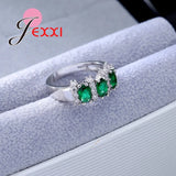 Four Colors CZ Sterling Silver Ring Wedding Engagement Jewelry