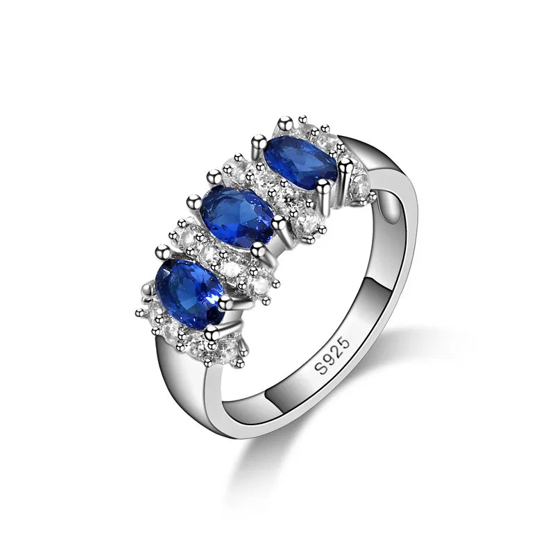 Four Colors CZ Sterling Silver Ring Wedding Engagement Jewelry