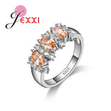 Four Colors CZ Sterling Silver Ring Wedding Engagement Jewelry