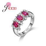 Four Colors CZ Sterling Silver Ring Wedding Engagement Jewelry