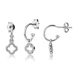 Four Leaf Clover Drop Earrings 925 Sterling Silver Classic Fine Jewelry
