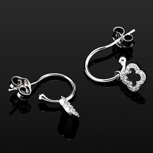 Four Leaf Clover Drop Earrings 925 Sterling Silver Classic Fine Jewelry