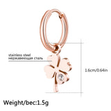Four Leaf Clover Earrings Silver Plated Hoops Stainless Steel Jewelry