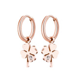 Four Leaf Clover Earrings Silver Plated Hoops Stainless Steel Jewelry