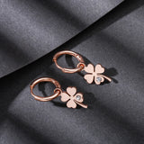 Four Leaf Clover Earrings Silver Plated Hoops Stainless Steel Jewelry