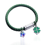 Flashing Flower Crystal Pendant Leather Bracelet