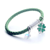 Flashing Flower Crystal Pendant Leather Bracelet