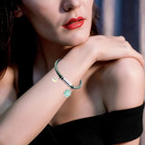 Flashing Flower Crystal Pendant Leather Bracelet