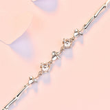 Four-leaf Clover Round Zircon Plated Bracelets 925 Sterling Silver Bracelet