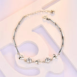 Four-leaf Clover Round Zircon Plated Bracelets 925 Sterling Silver Bracelet
