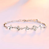 Four-leaf Clover Round Zircon Plated Bracelets 925 Sterling Silver Bracelet