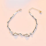 Four-leaf Clover Round Zircon Plated Bracelets 925 Sterling Silver Bracelet