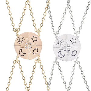 4-Piece Star Moon Necklace Cloud Pendant Sisters Friendship Necklace